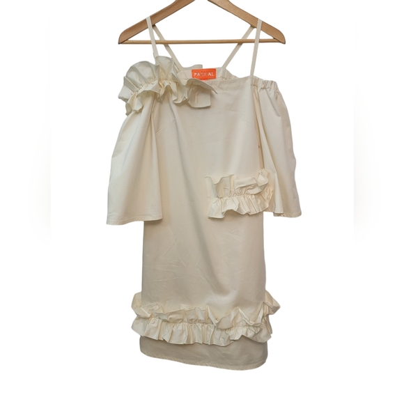 Paskal Ruffled Trim Over The Shoulder Dress, Ivory Size XS $1273 - Picture 2 of 8